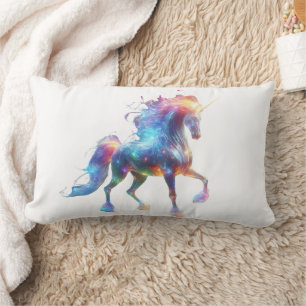 Coussin Rectangle Art de licorne néon – Arc-en-ciel de cheval de fan