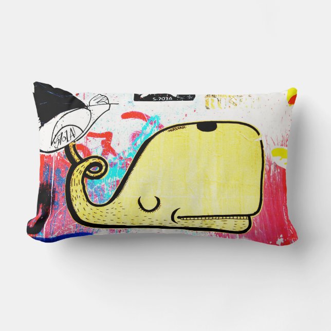 Coussin Rectangle Art de rue de graffiti de Melbourne - baleine (Recto)