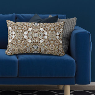 Coussin Rectangle Art Déco Glamour Vintage Mode Beige Or