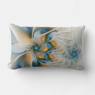 Coussin Rectangle Art fractal abstrait et aérien avec du bleu