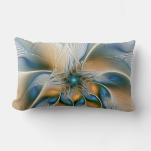 Coussin Rectangle Art fractal abstrait et aérien avec du bleu