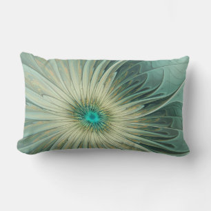 Coussin Rectangle Art fractal de fleurs de fantaisie vert sauge abst
