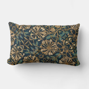 Coussin Rectangle Art Nouveau Ornat Turquoise Gold Florals