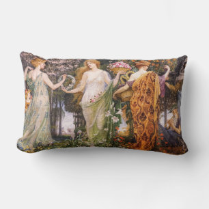 Coussin Rectangle Art Nouveau vintage des Quatre Saisons par Walter
