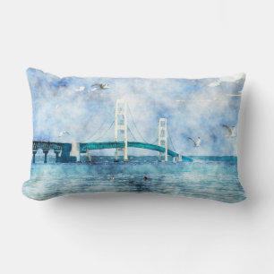 Coussin Rectangle Art pittoresque d'aquarelle de pont de Mackinac