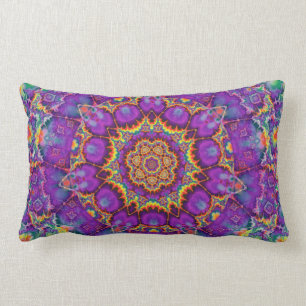 Coussin Rectangle Art pourpre de kaléidoscope d'arc-en-ciel de fleu
