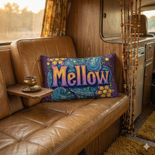 Coussin Rectangle Art rétro hippie "Mellow" Psychedelique Groovy