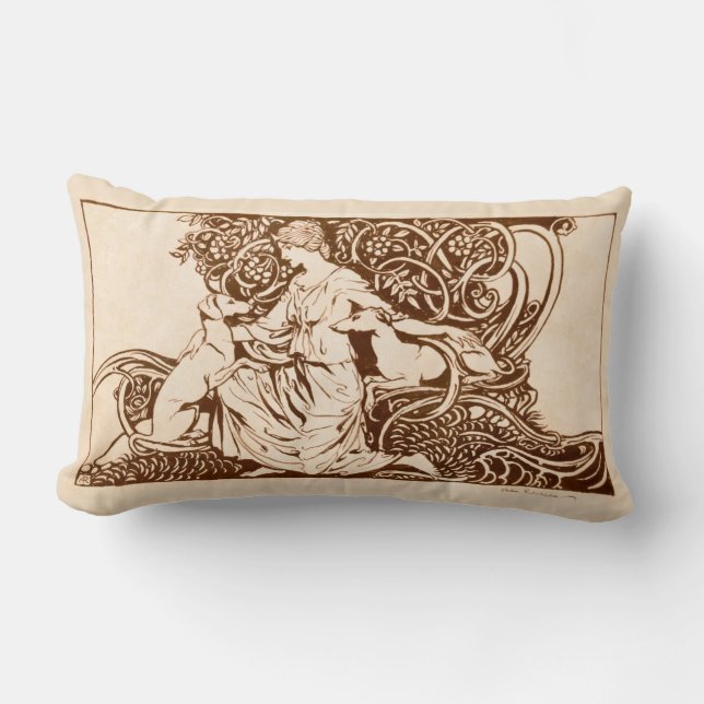 Coussin Rectangle Arthur Rackham, Lady and Dogs (Recto)