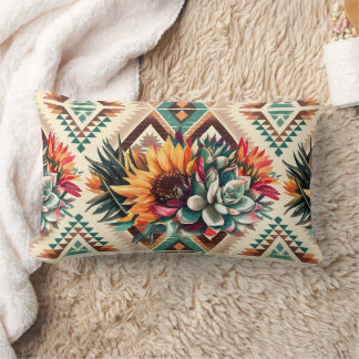 Coussin Rectangle artistic flower pattern pillow