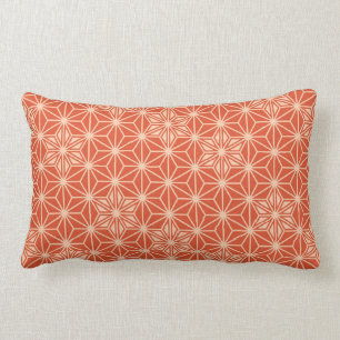 Coussin Rectangle Asanoha japonais motif - corail orange