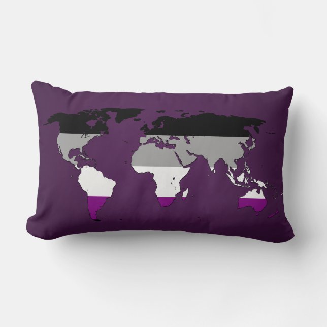 Coussin Rectangle Asexuality pride world map Pillow (Recto)