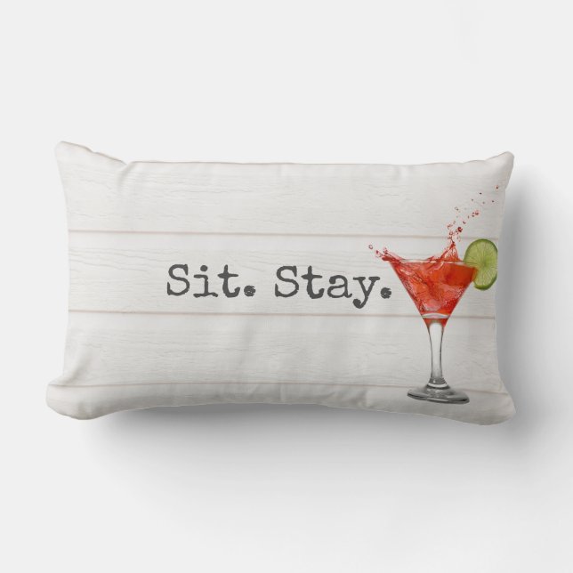 Coussin Rectangle Asseyez-vous. Reste. Cocktail (Recto)