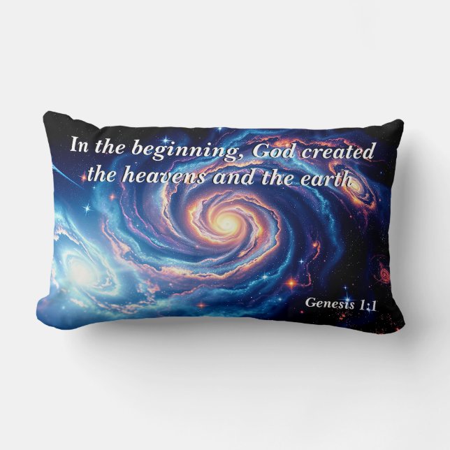 Coussin Rectangle Au début, Dieu et Verse de création (Recto)