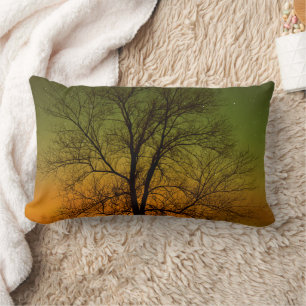 Coussin Rectangle Aurora Borealis & Cottonwood Tree