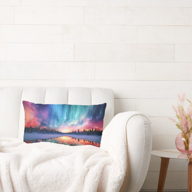 Coussin Rectangle Aurora Borealis, Northern Lights, (Canapé)