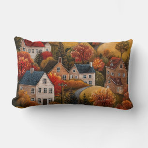 Coussin Rectangle Automne Folk Art Huile Peinture Cuisine