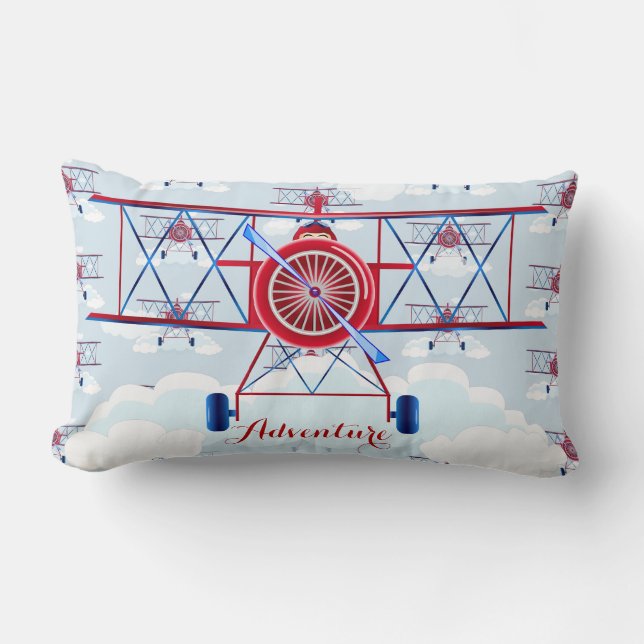 Coussin Rectangle Avion vintage Voyage aventure (Recto)