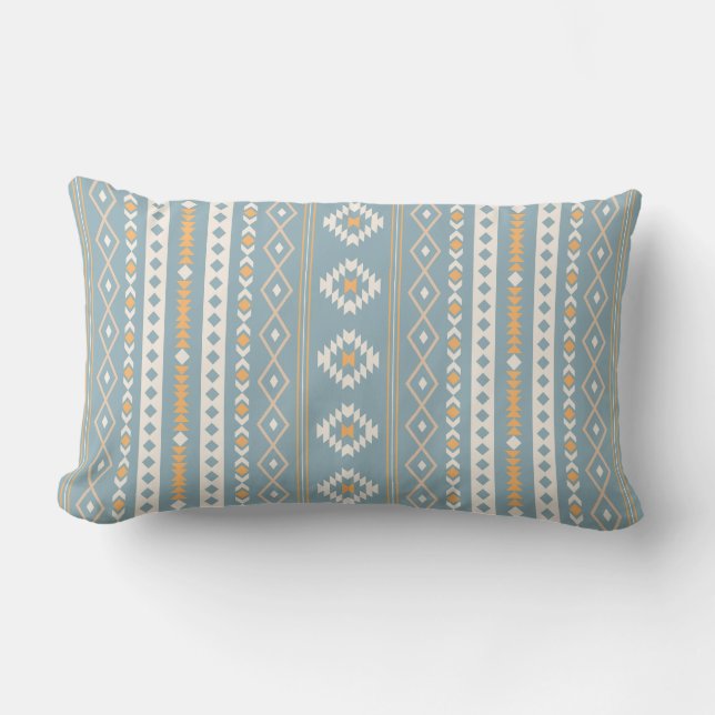 Coussin Rectangle Aztec Crème orange bleu Mixte Motif V Motif (Recto)