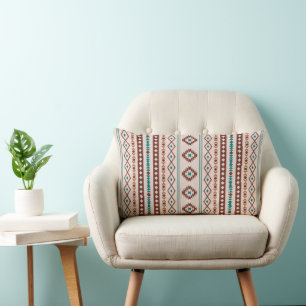 Coussin Rectangle Aztec Rusts Crème Turquoise Motifs Mixtes V Motif