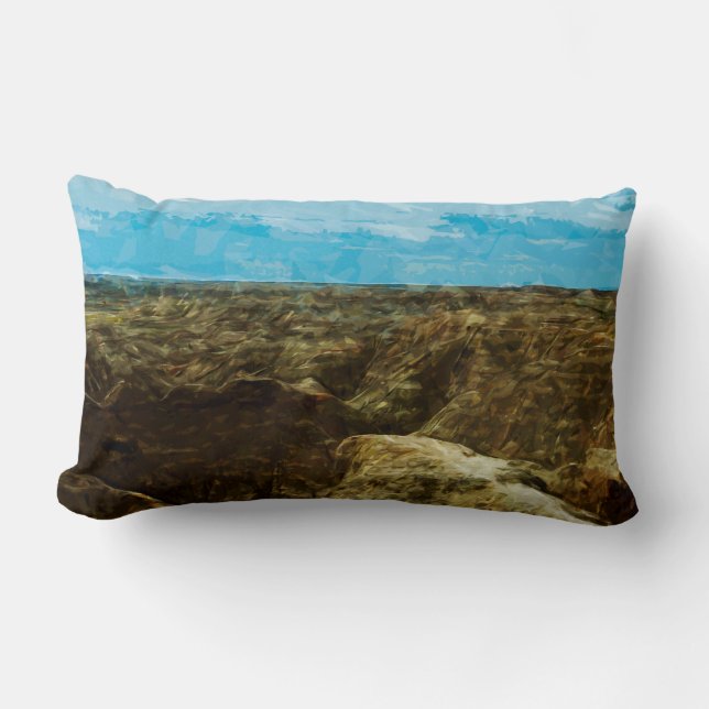 Coussin Rectangle Bad Lands National Park South Dakota Abstrait (Recto)