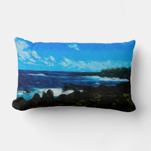 Coussin Rectangle Baie sur la route vers Hana Maui Abstrait