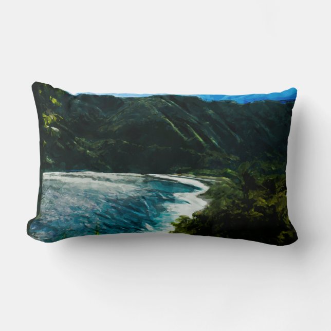 Coussin Rectangle Baie sur la route vers Hana Maui Hawaii Abstrait (Recto)