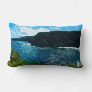 Coussin Rectangle Baie sur la route vers Hana Maui Hawaii Abstrait