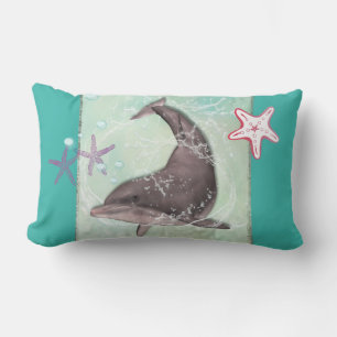 Coussin Rectangle Baignade dans le dauphin en eau verte Cool