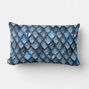 Coussin Rectangle Balance de dragon / gemmes bleues
