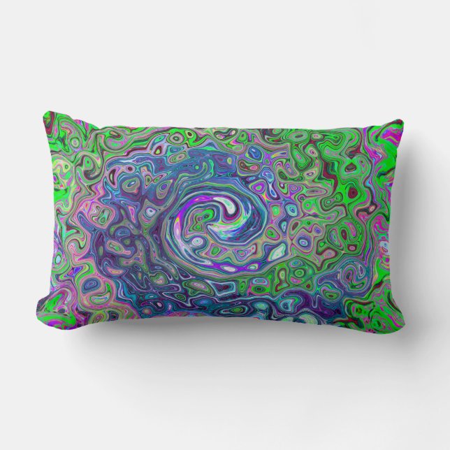 Coussin Rectangle Balayage Abstrait marbré vert et violet de chaux (Recto)