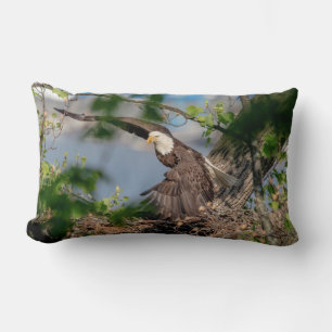 Coussin Rectangle Bald Eagle quittant le nid