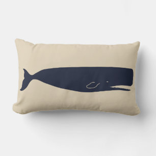 Coussin Rectangle Baleine marine Silhouette & Beige
