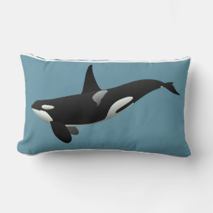 Coussin Rectangle Baleine tueuse Orca Nautique Bleu noir blanc