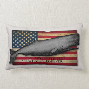 Coussin Rectangle Baleine vintage avec les baleines à drapeau améric