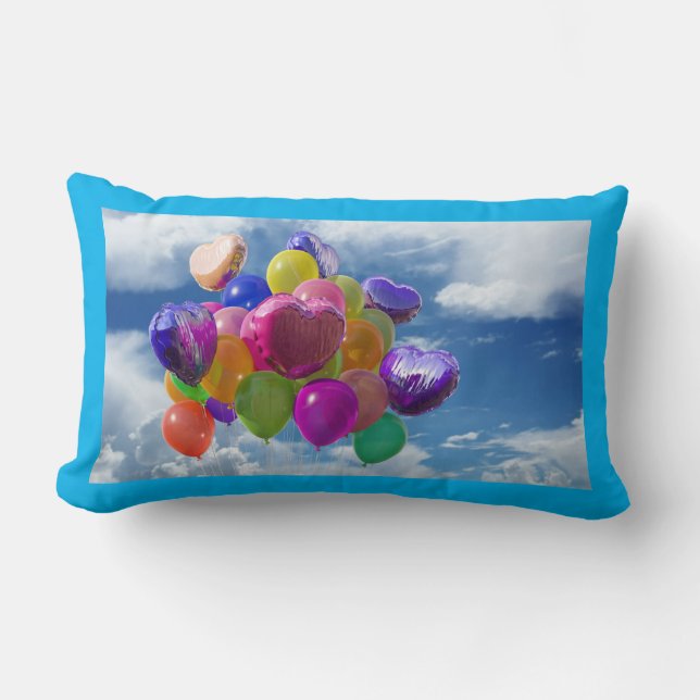 Coussin Rectangle Ballons arc-en-ciel dans les nuages (Recto)