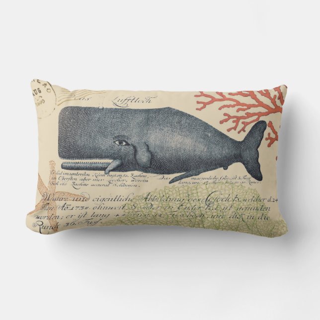 Coussin Rectangle Balnéaire Blue Whale Collage (Recto)