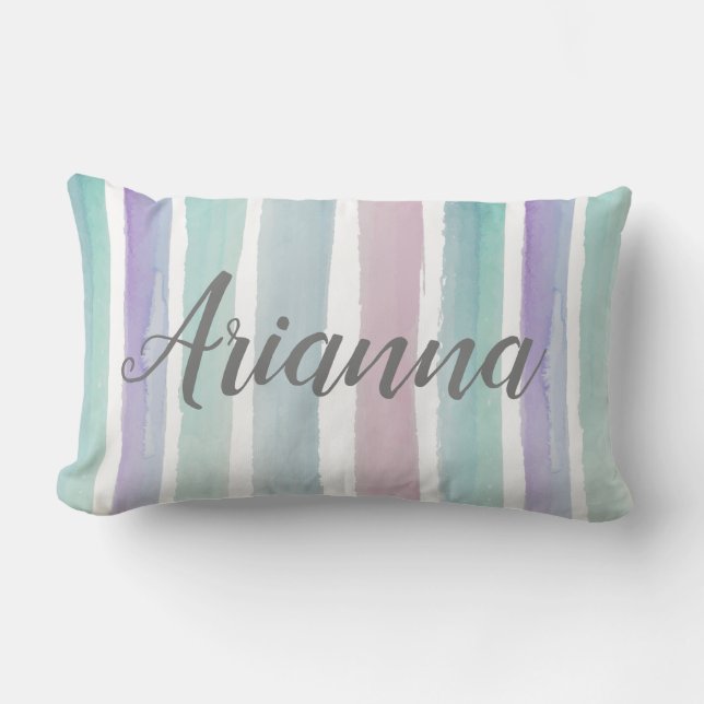 Coussin Rectangle Bande aquarelle | Monogramme (Recto)