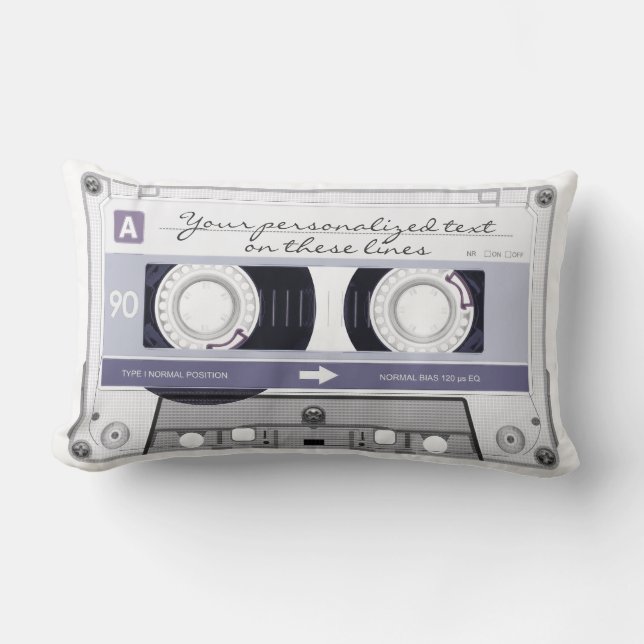 Coussin Rectangle Bande de cassette - gris - (Recto)