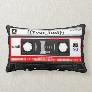 Coussin Rectangle Bande de cassette noire