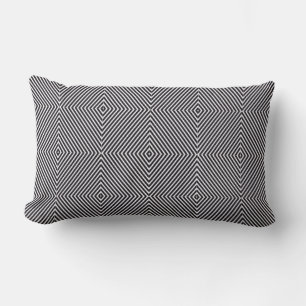 Coussin Rectangle Bande géométrique de diamant d'art noir et blanc
