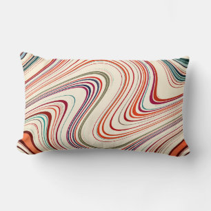 Coussin Rectangle Bandes courbes multicolores rustiques