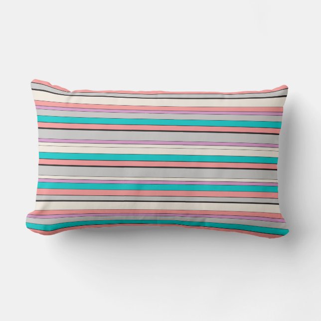 Coussin Rectangle Bandes d'aqua gris (Recto)