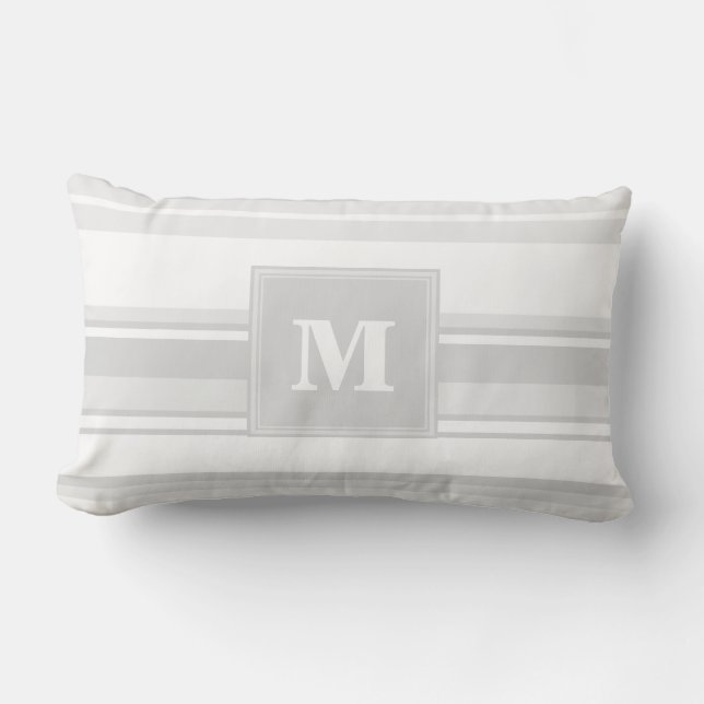 Coussin Rectangle Bandes gris clair monogrammes (Recto)