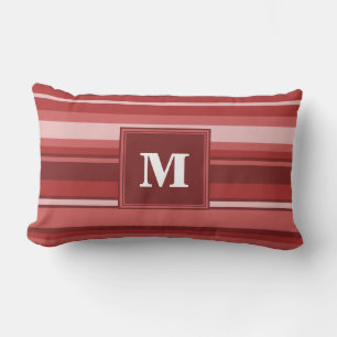 Coussin Rectangle Bandes rouges monogrammes