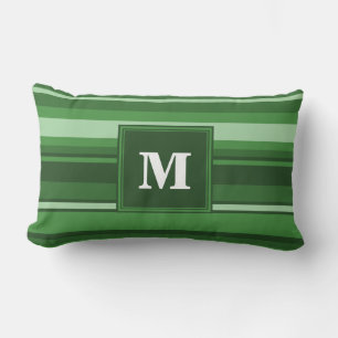 Coussin Rectangle Bandes vertes monogrammes