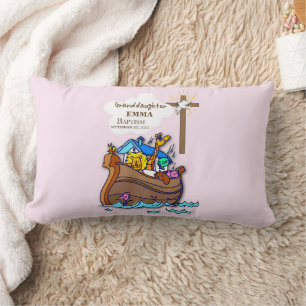 Coussin Rectangle Baptême Noah's Ark Grandgirl personnalisée