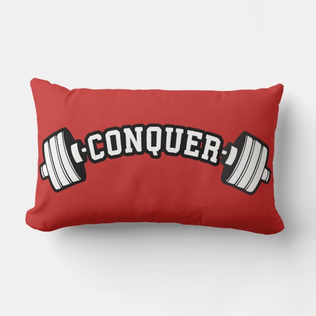 Coussin Rectangle Barbell, CONQUER - Gymnase d'haltérophilie (Recto)