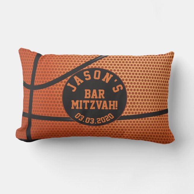 Coussin Rectangle Barre de basket-ball personnalisée Mitzvah (Recto)