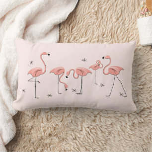 Coussin Rectangle Barre lombaire Groupe rose Flamants roses
