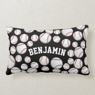 Coussin Rectangle Base-ball par le noir de coutume de cargaison
